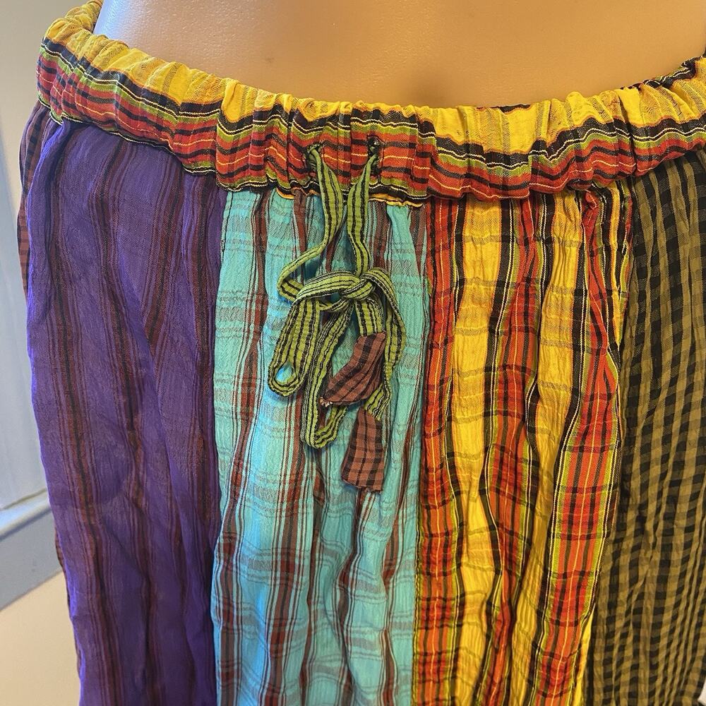 Vintage Sacred Threads MaxiSkirt Women S/M Patchwork Colorful Boho Festival Art - Picture 4 of 7